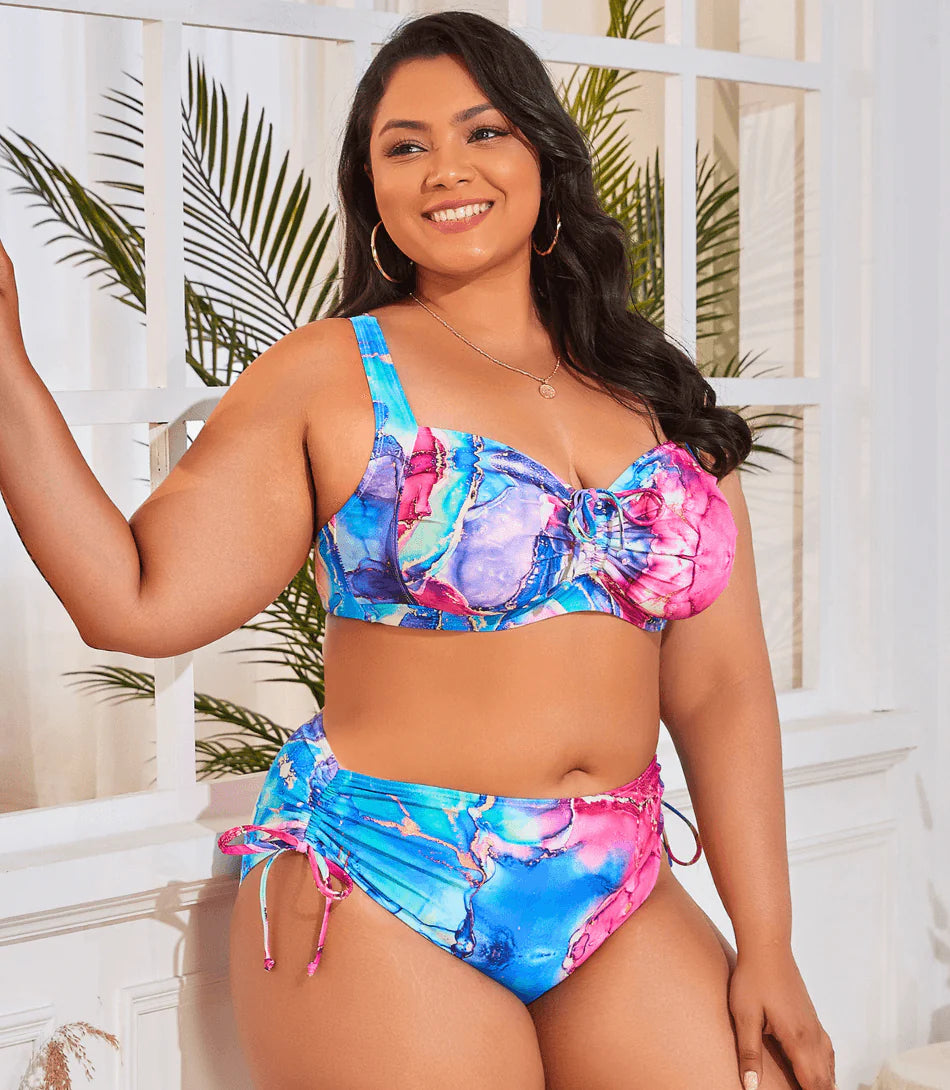 Biquíni Plus Size Cintura Alta com Ajuste Lateral Lara