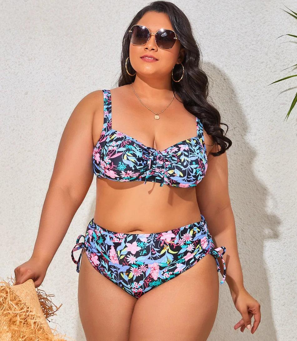 Biquíni Plus Size Cintura Alta com Ajuste Lateral Lara