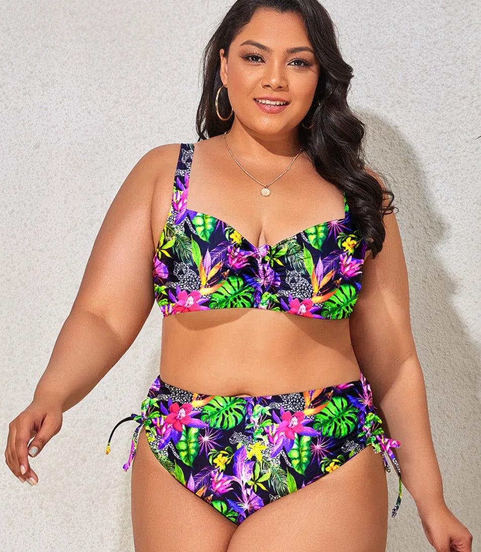 Biquíni Plus Size Cintura Alta com Ajuste Lateral Lara