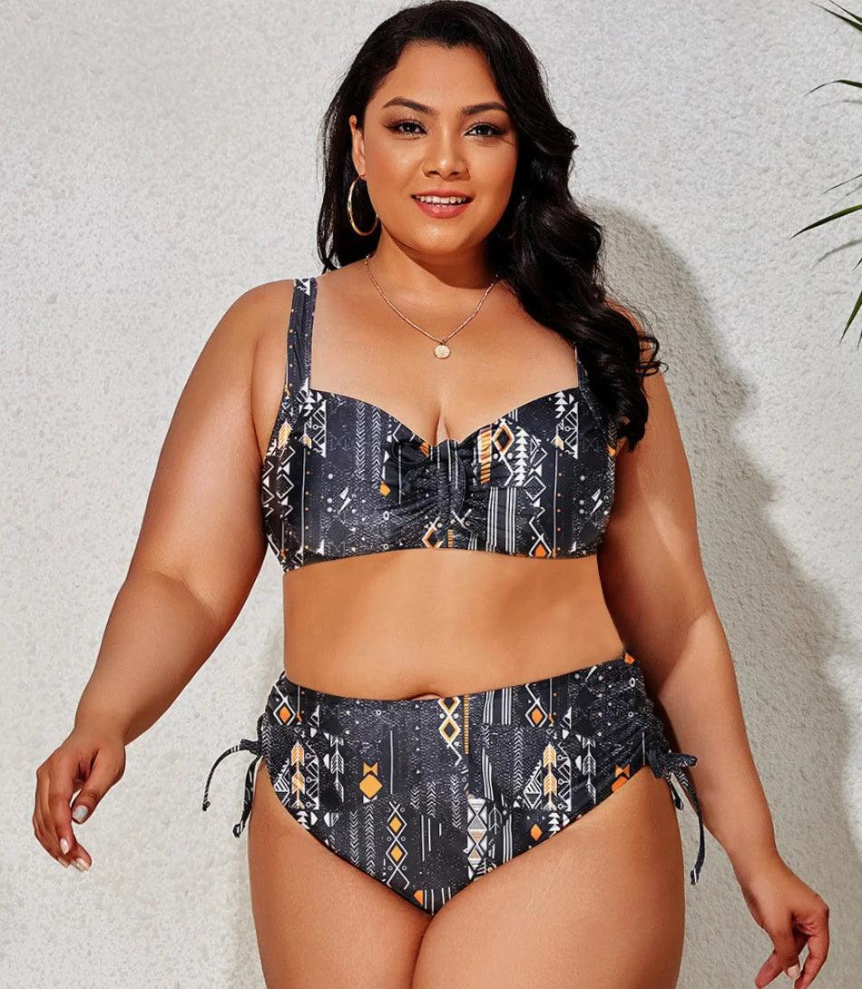Biquíni Plus Size Cintura Alta com Ajuste Lateral Lara