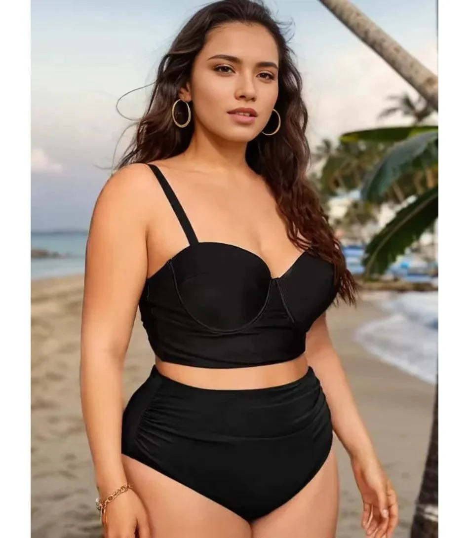 Biquíni Plus Size Cintura Alta com Top Estruturado | Eva